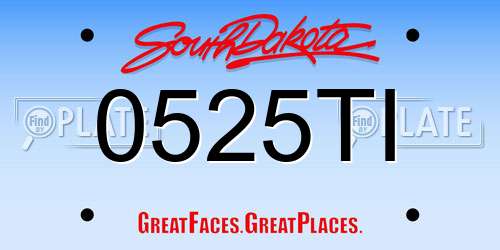 0525TI South Dakota License Plate