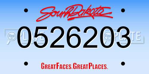 0526203 South Dakota License Plate