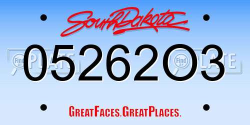 05262O3 South Dakota License Plate
