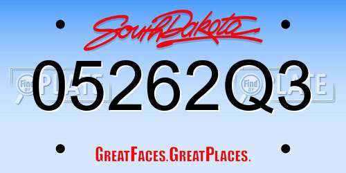 05262Q3 South Dakota License Plate