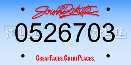 0526703 South Dakota License Plate