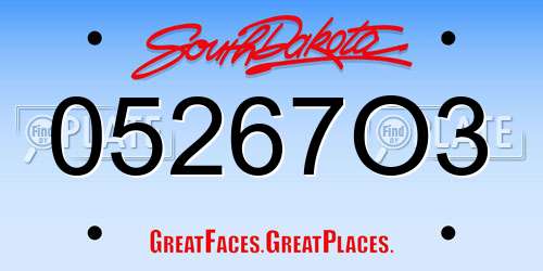05267O3 South Dakota License Plate