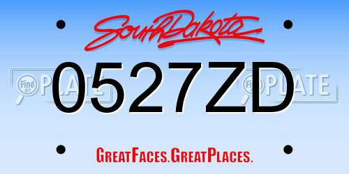 0527ZD South Dakota License Plate