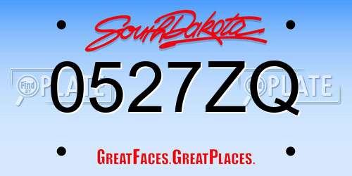 0527ZQ South Dakota License Plate