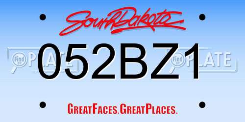 052BZ1 South Dakota License Plate
