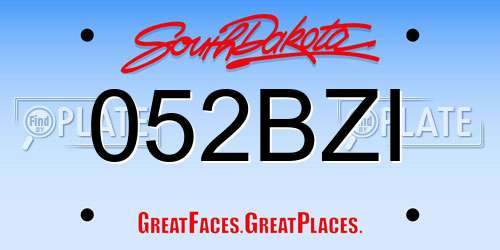 052BZI South Dakota License Plate