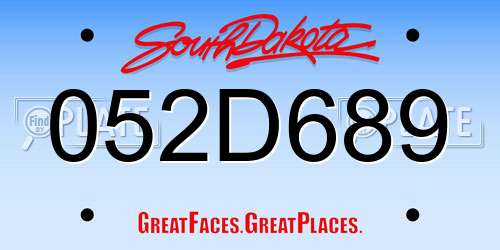 052D689 South Dakota License Plate