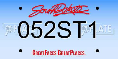 052ST1 South Dakota License Plate