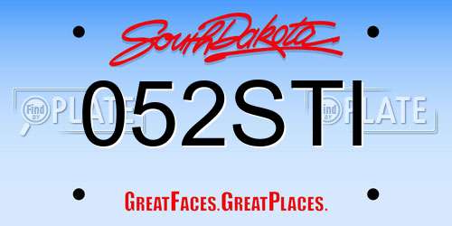 052STI South Dakota License Plate