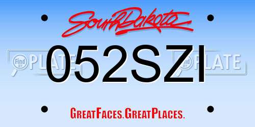 052SZI South Dakota License Plate