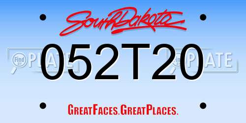 052T20 South Dakota License Plate