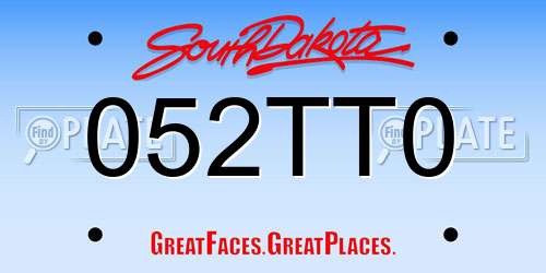 052TT0 South Dakota License Plate