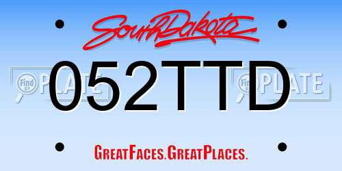 052TTD South Dakota License Plate