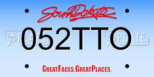 052TTO South Dakota License Plate