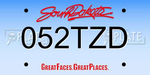 052TZD South Dakota License Plate