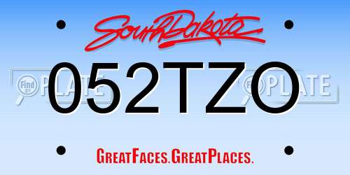 052TZO South Dakota License Plate