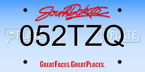052TZQ South Dakota License Plate