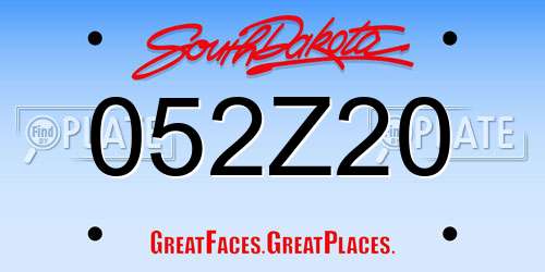 052Z20 South Dakota License Plate