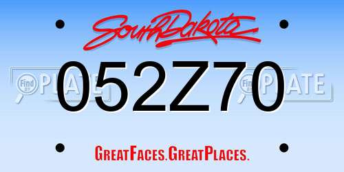 052Z70 South Dakota License Plate