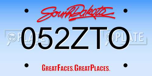 052ZTO South Dakota License Plate