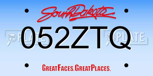 052ZTQ South Dakota License Plate