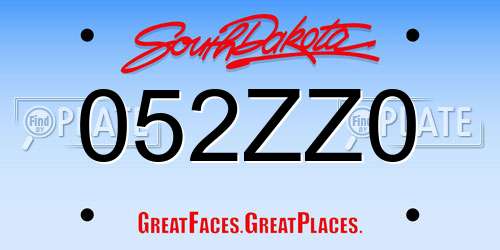 052ZZ0 South Dakota License Plate