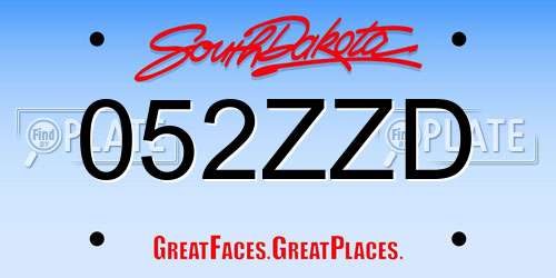 052ZZD South Dakota License Plate