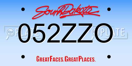 052ZZO South Dakota License Plate