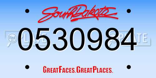 0530984 South Dakota License Plate
