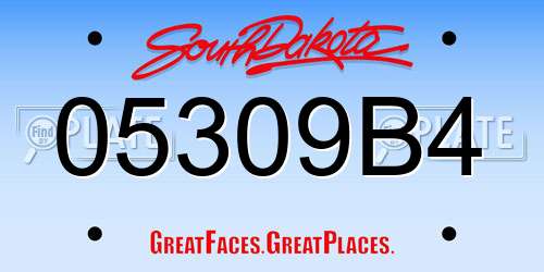 05309B4 South Dakota License Plate