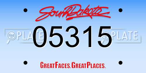 05315 South Dakota License Plate