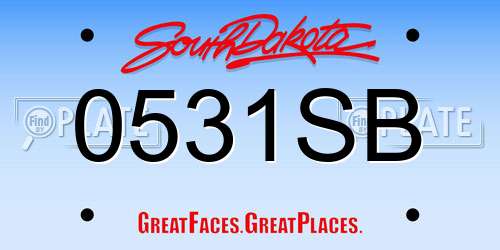 0531SB South Dakota License Plate