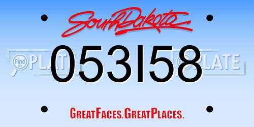 053I58 South Dakota License Plate