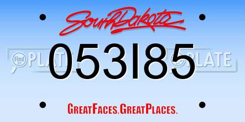 053I85 South Dakota License Plate