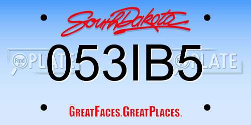 053IB5 South Dakota License Plate