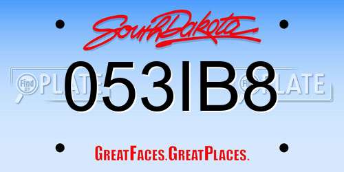 053IB8 South Dakota License Plate