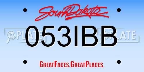 053IBB South Dakota License Plate