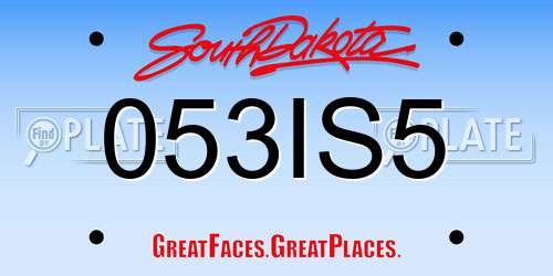 053IS5 South Dakota License Plate