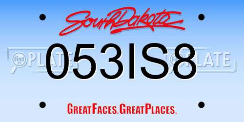 053IS8 South Dakota License Plate