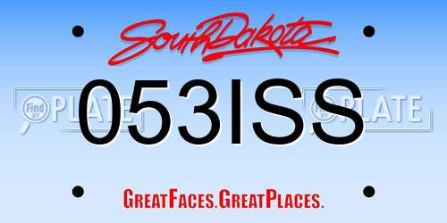 053ISS South Dakota License Plate