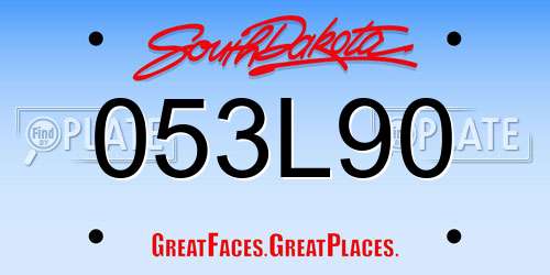 053L90 South Dakota License Plate