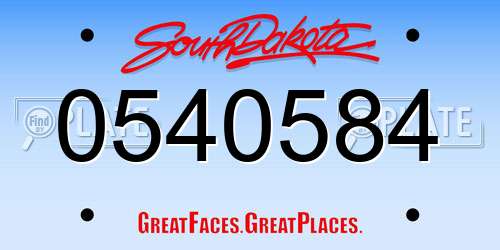 0540584 South Dakota License Plate