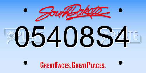05408S4 South Dakota License Plate