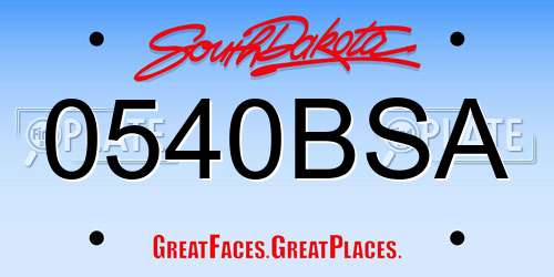 0540BSA South Dakota License Plate