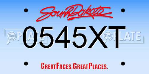 0545XT South Dakota License Plate