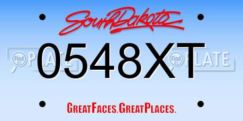 0548XT South Dakota License Plate