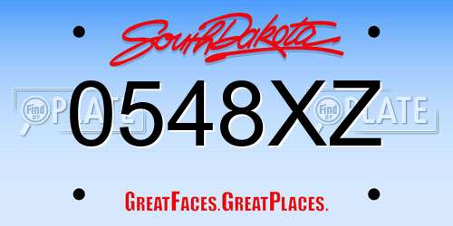 0548XZ South Dakota License Plate