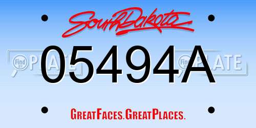 05494A South Dakota License Plate