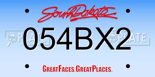 054BX2 South Dakota License Plate