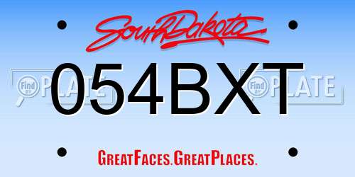 054BXT South Dakota License Plate